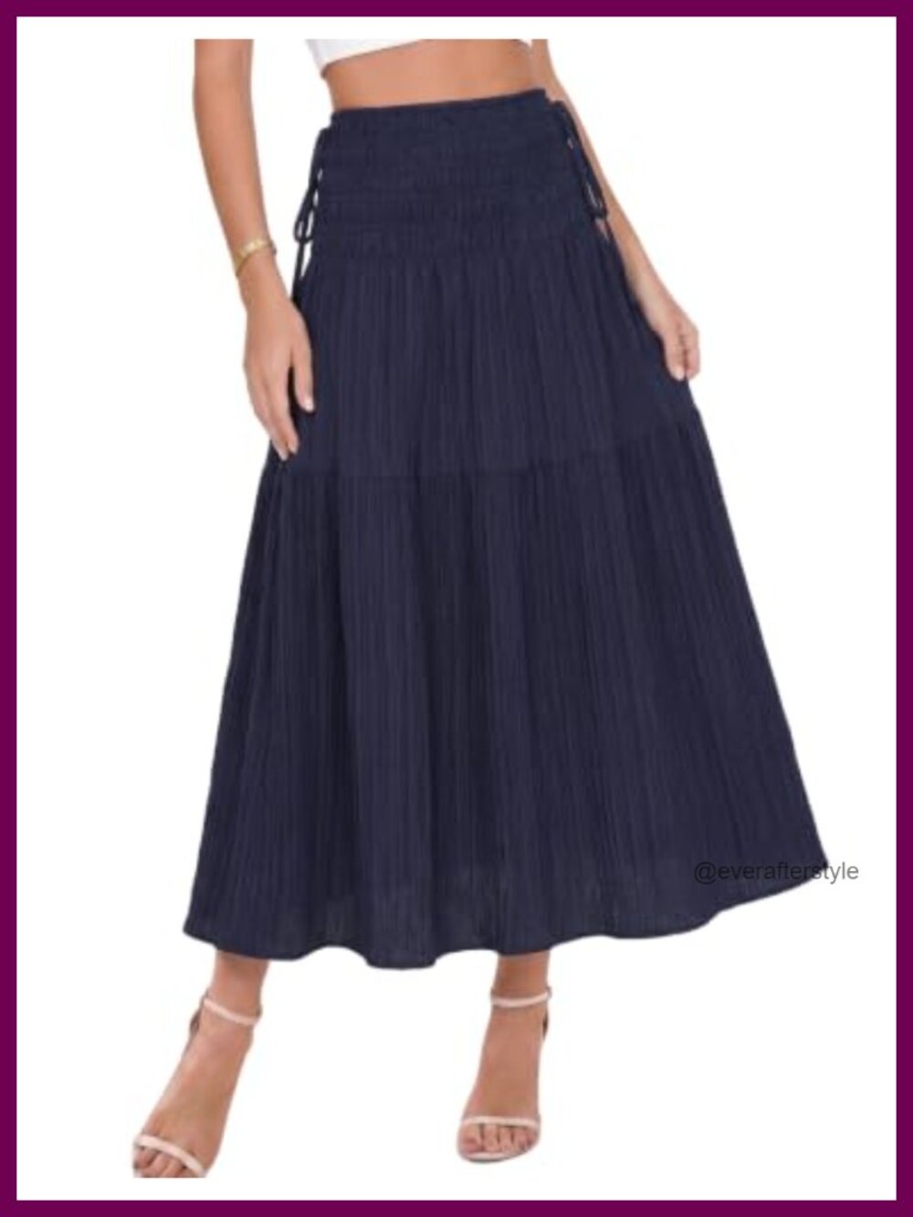 Smocked High Waisted Tiered Maxi Skirt with Pockets